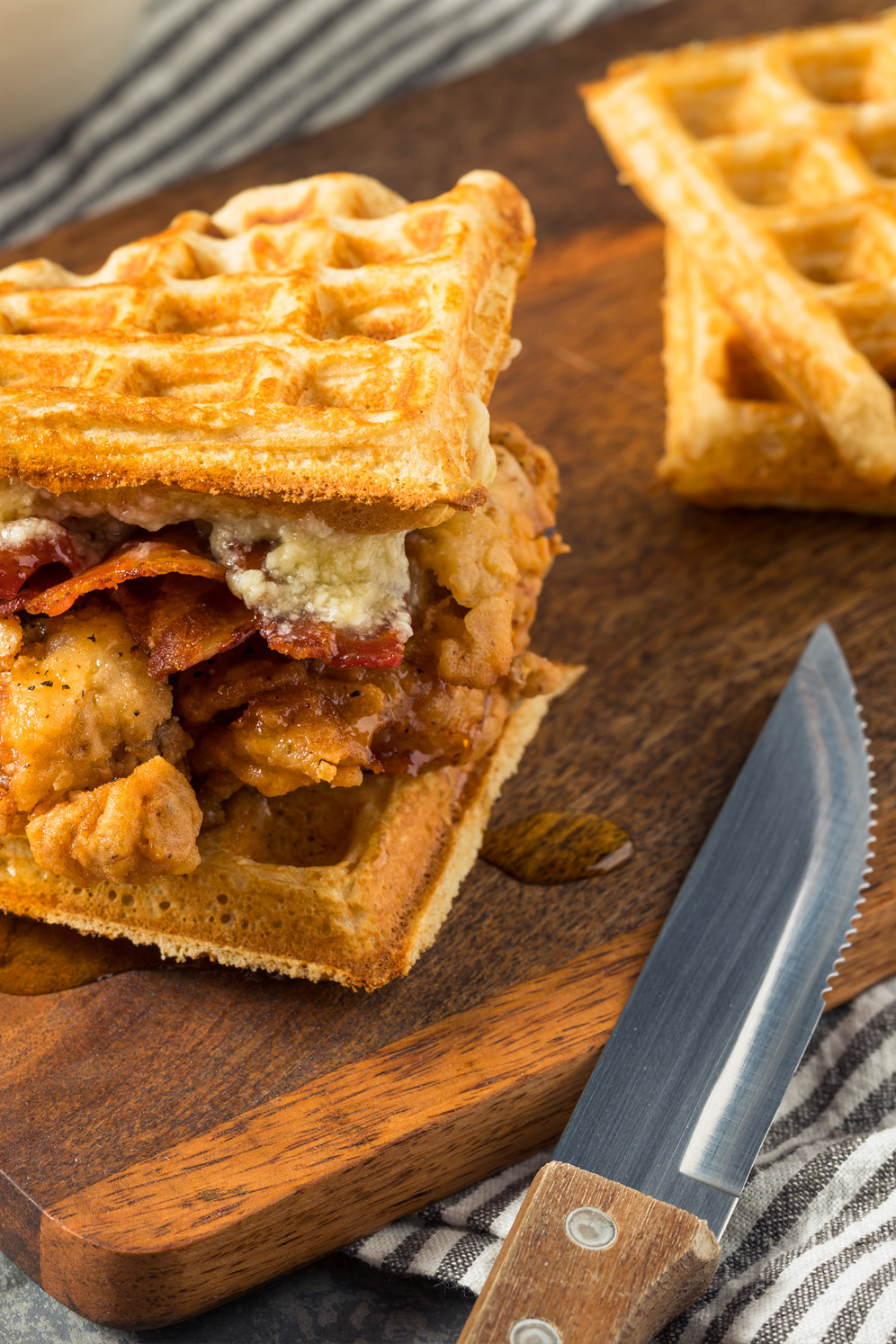 BBQ Chicken Honey Waffle Sandwich